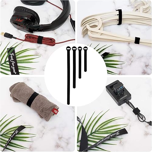 Miniatura 5 de 150 bridas reutilizables para cables, 4+6+8+10 pulgadas, correas de cables multiusos, gancho y bucle, organizador de cables de sujeción ajustable,