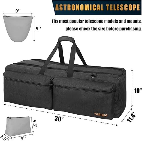 Miniatura 2 de TORIBIO Bolsa para telescopio, bolsa de almacenamiento acolchada y funda de transporte para telescopio astronómico, bolsa de viaje para telescopio