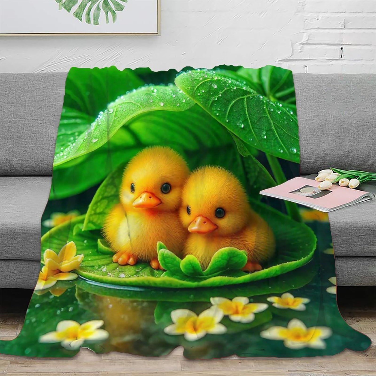 Couverture douillette motif canard jaune pour réchauffer le cœur et le lit 150x200 cm