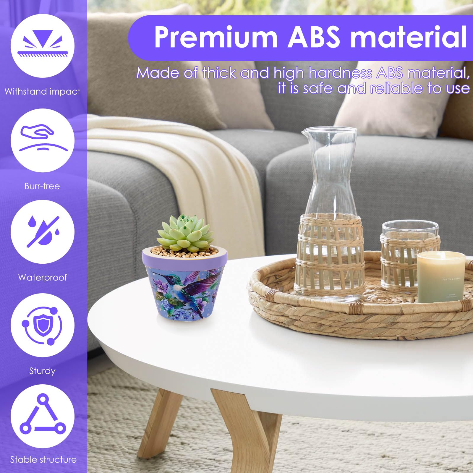 Alongen Puzzle Planter 3D,Small Round Plant Pots with Drainage for Indoor Cactus Succulents Pots, Creative Puzzle Lovers Gift - Image 4