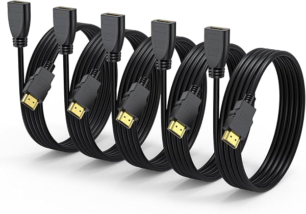 Cable Extensor HDMI 1.8m, Paquete de 5, Blindado 4K HDMI 2.0 Cl3 | Cable HDMI 4K Macho a Hembra 4K, 1080P@144Hz, ARC para Computadora/Monitor/Fire TV Stick/Roku/Blu-Ray/Laptop/Switch, Proyector