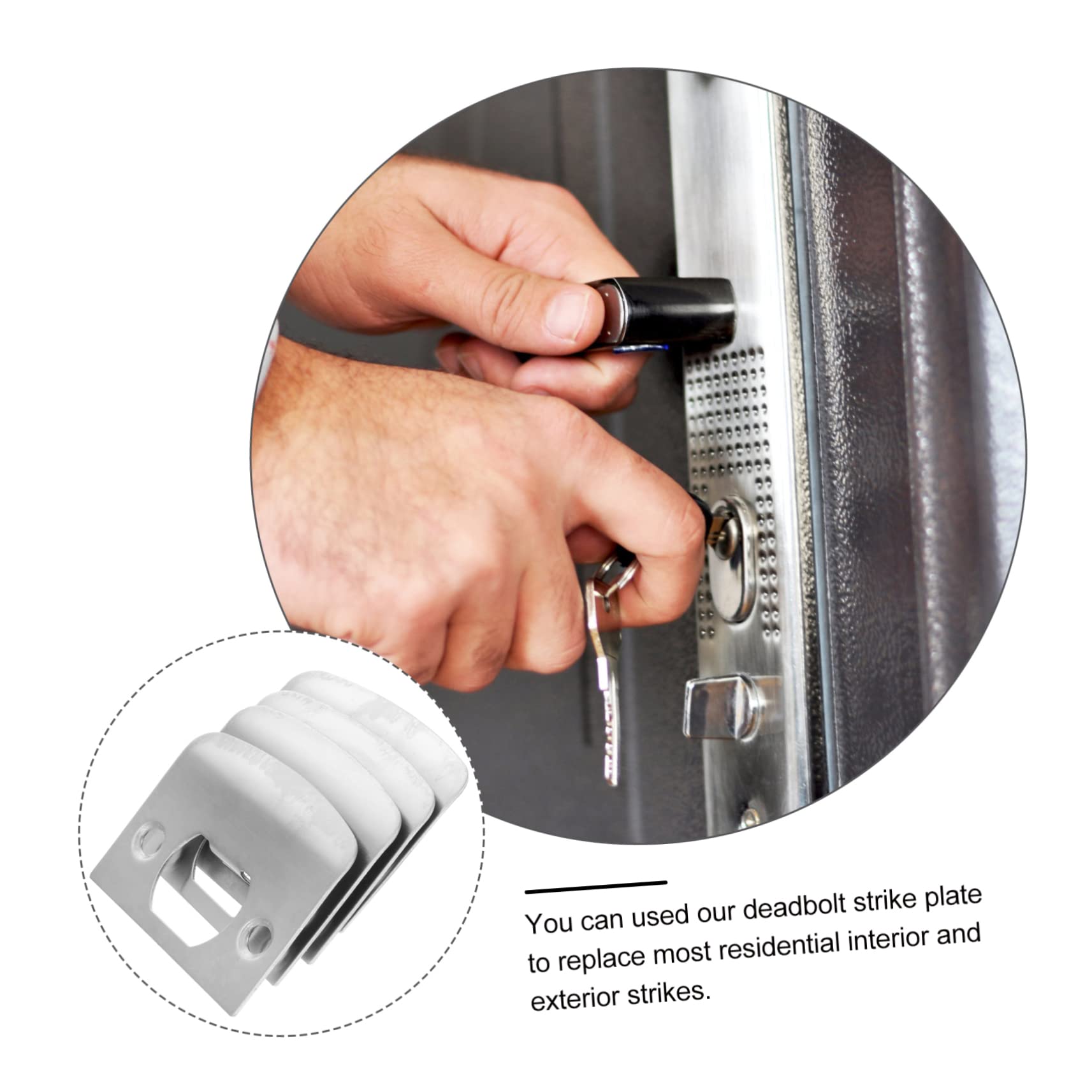 12-Pack Stainless Steel Door Strike Plate Filler – Satin Chrome Deadbolt Cover Plate, 5.7x4.5cm, For Interior/Exterior Doors