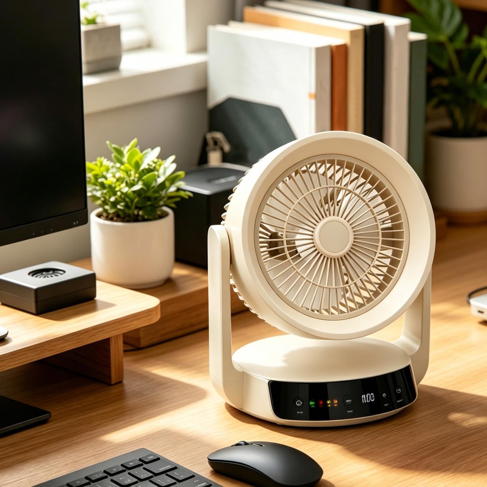 Ventilatore Da Tavolo Display digitale, velocità regolabile, ricaricabile