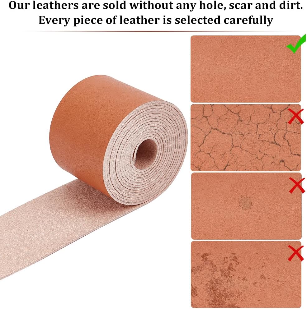 GORGECRAFT 2m x 50mm Wide Leather Strap Full Grain Genuine Leather Strips Flat Leather Cord Lychee Grain Threads Rope for DIY Crafts Belt Bracelet Necklace Jewelry Making Tooling Workshop, Chocolate