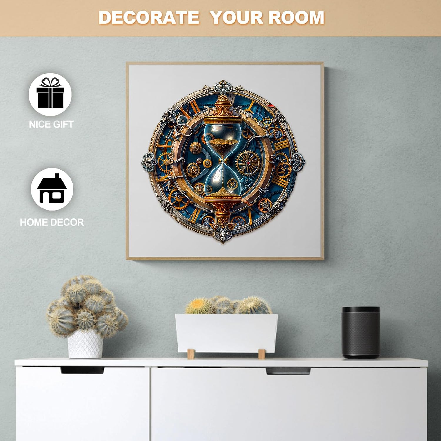 WOODBESTS Wooden Puzzles for Adults (235 Piece, L, 13.4 * 13.4in) Mechanical Hourglass Wood Puzzle Adult, Unique Wooden Animal Jigsaw Puzzles, Family Game and Birthday Gifts for Friend