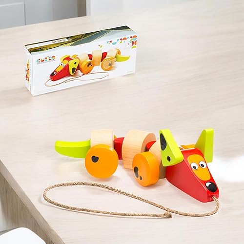 Miniatura 2 de Cubika Perro de salchicha de madera para caminar  Juguete para niños pequeños de 1 a 3 años  Inspirado en Montessori, madera certificada FSC,