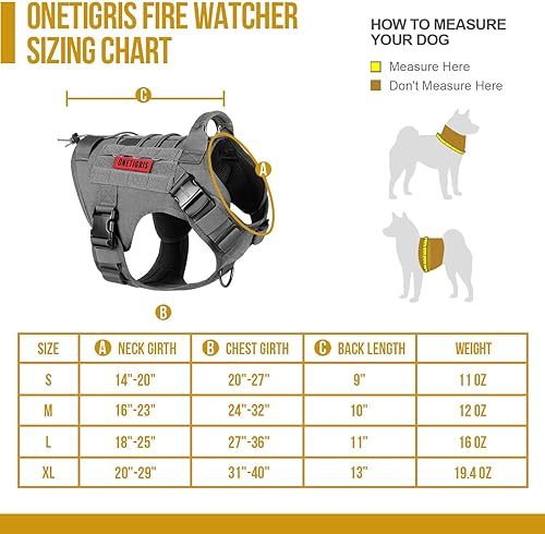 Miniatura 3 de OneTigris FIRE Watcher 2.0 - Chaleco de arnés para perro con asa, arnés militar para perros grandes y medianos, chaleco de servicio sin tirones,