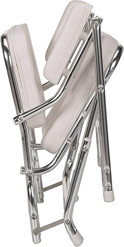 Miniatura 4 de Seachoice Silla de cubierta plegable, blanco, vinilo marino, se pliega para un fácil almacenamiento