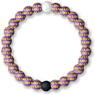 Collegiate Silicone Beaded Bracelet for Women & Men, LSU - Medium, 6.5 Inch Circumference - Silicone Jewelry Fashion Bracelet Slides-On for Comfortable Fit, no gemstone