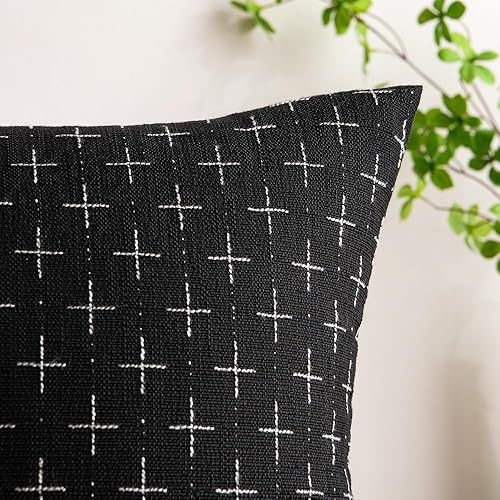 Miniatura 2 de MIULEE Paquete de 2 fundas de almohada decorativas de lino de arpillera, fundas de almohada modernas de estilo rústico tejido con textura para sofá