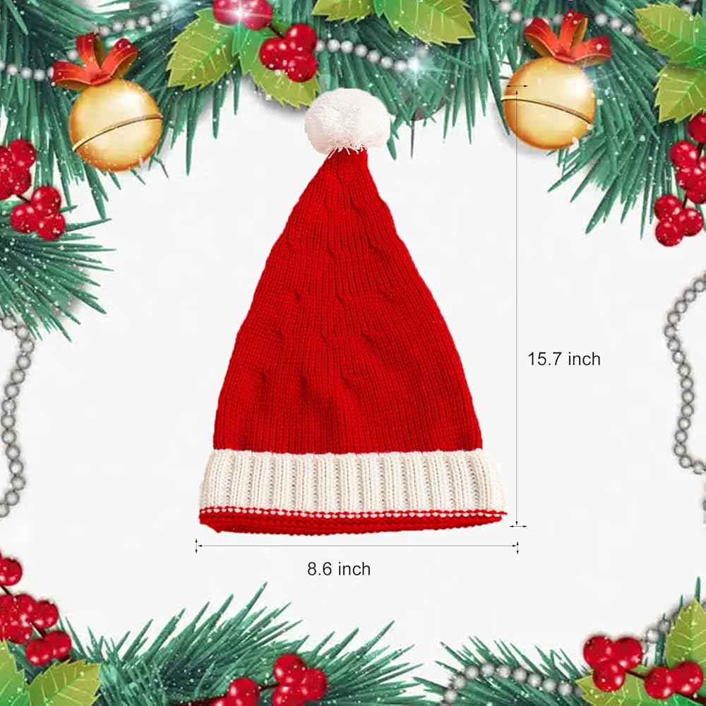 Alaurbeauty Bonnet De Noël En Tricot Pour Femme Et Enfant - Bonnet De Lutin Rayé - Accessoire De Fête, Rouge, Taille Unique