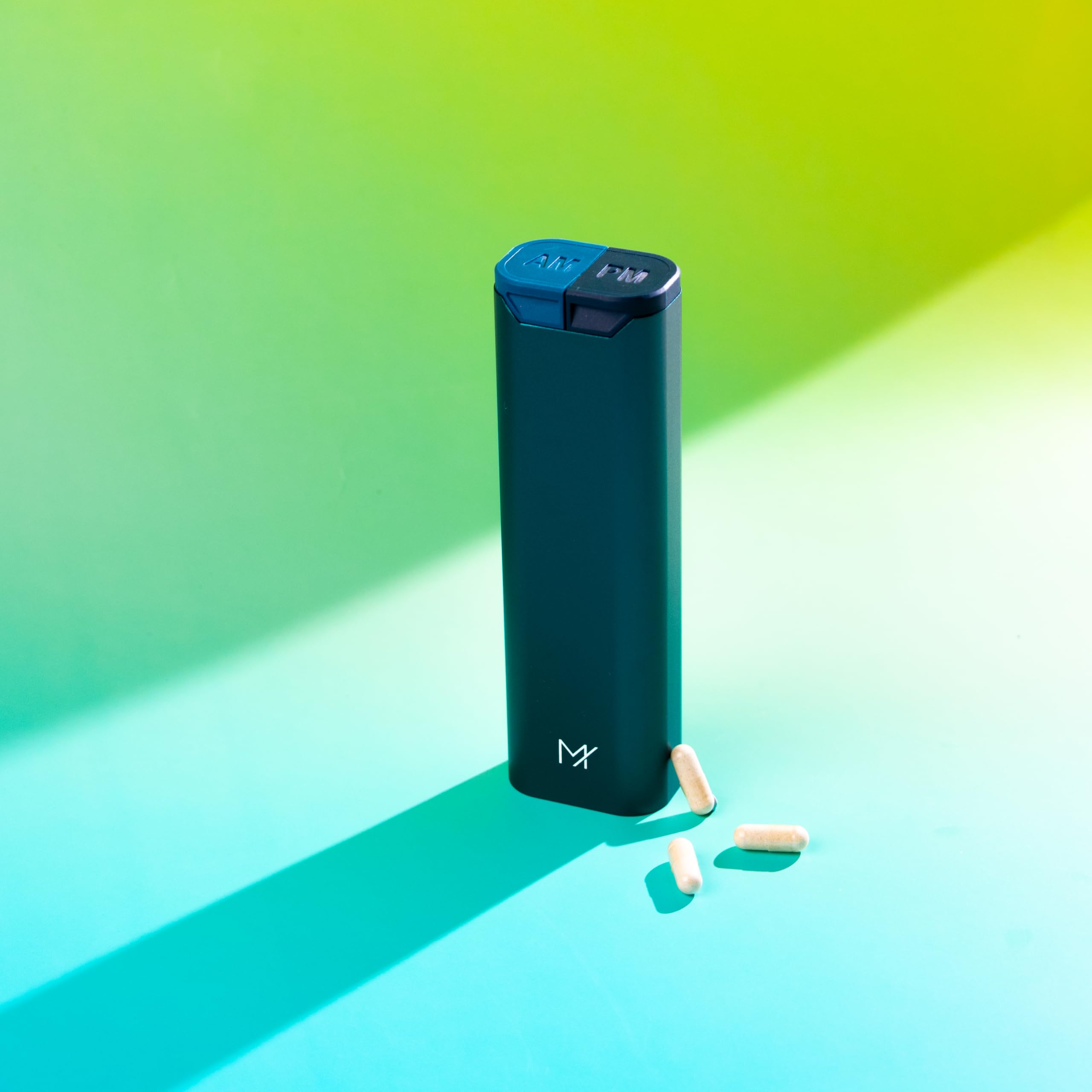 Premium Pillendose aus Metall, 7 Tage morgens abends Pillendose, Grün