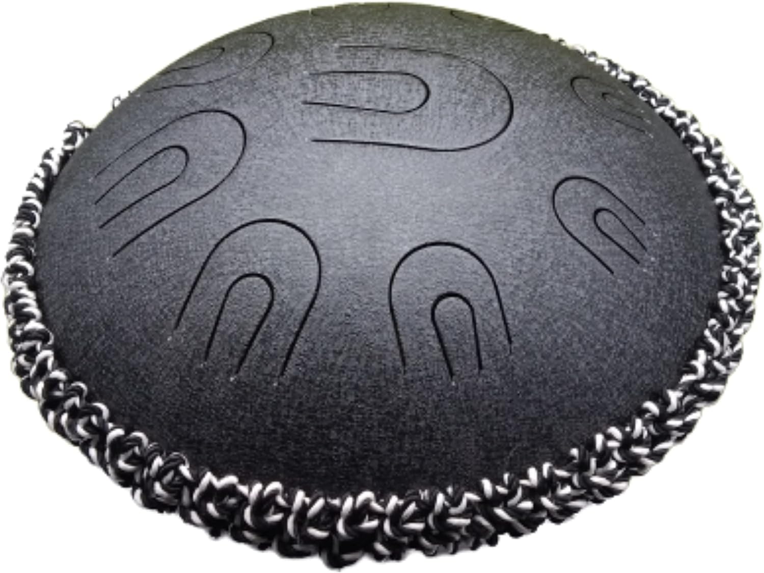 India Meets India 14.5" Steel Tongue Drum/Hand Pan Drum w/Nine Notes [BLACK], Percussion Steel Tongues Drum with Rope Decoration and Sling Bag to Carry the Drum