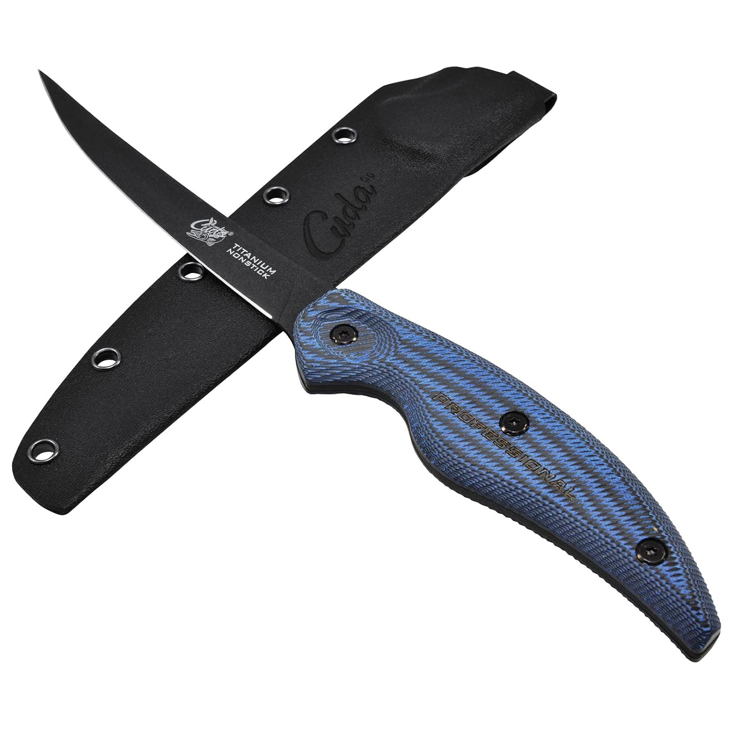 CUDA 6" Curved Boning Professional Saltwater & Freshwater Corrosion Resistant Stainless Carpenter Steel Fish Filleting Knife with Hard Molded Sheath Included