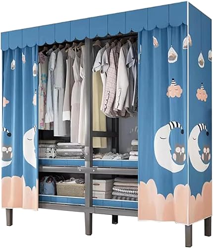 large closets Folding Clothes Closet Metal Iron Wardrobe Closet Portable Closets for Hanging Clothes Easy to Assemble Saves Space Closet