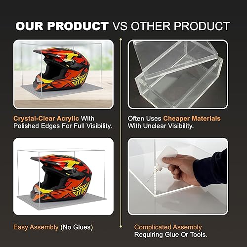 Vista 628 de Better Display Cases Versátil vitrina de acrílico transparente - Caja rectangular grande con base blanca 18" x 12" x 3" (BK09)