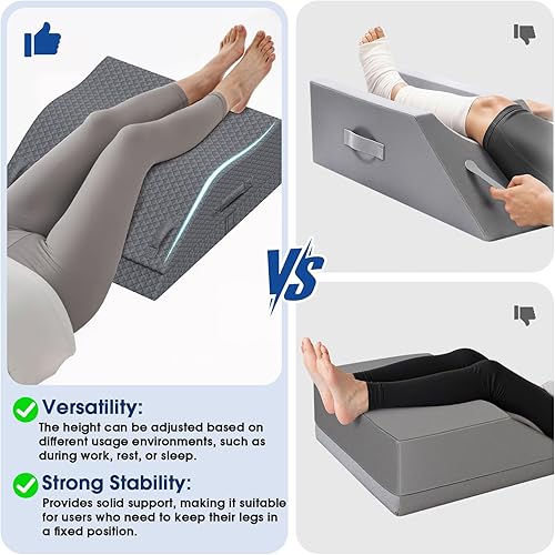 Miniatura 7 de Almohadas de elevación para pierna después de la cirugía, almohada de cuña ajustable de espuma viscoelástica para lesiones o descanso, almohada de