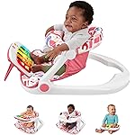 Fisher-Price Portable Baby Chair, Pink Kick & Play Deluxe Sit-Me-Up Seat with Piano Learning Toy & Snack Tray for Infants to Toddlers