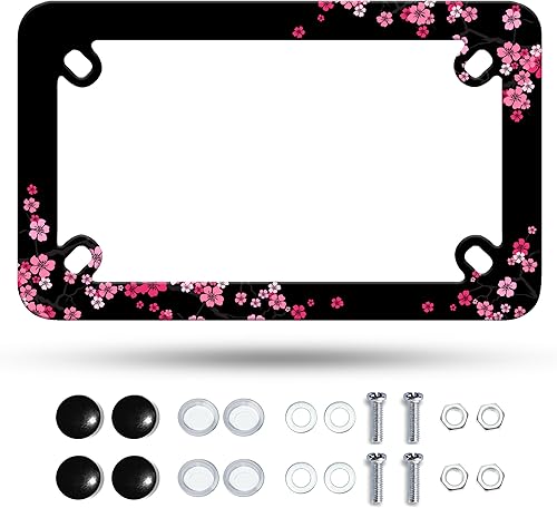 Miniatura 15 de Marco de matrícula de motocicleta con bandera americana retro en negro y blanco, marco de placa de matrícula de acero inoxidable, divertido soporte