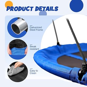 RedSwing Saucer Tree Swing for Kids Indoor Outdoor 43 Large Round Swing 500lb Capacity Tree Swing Set Backyard Playground Easy Installation Blue Green Blue sw23041