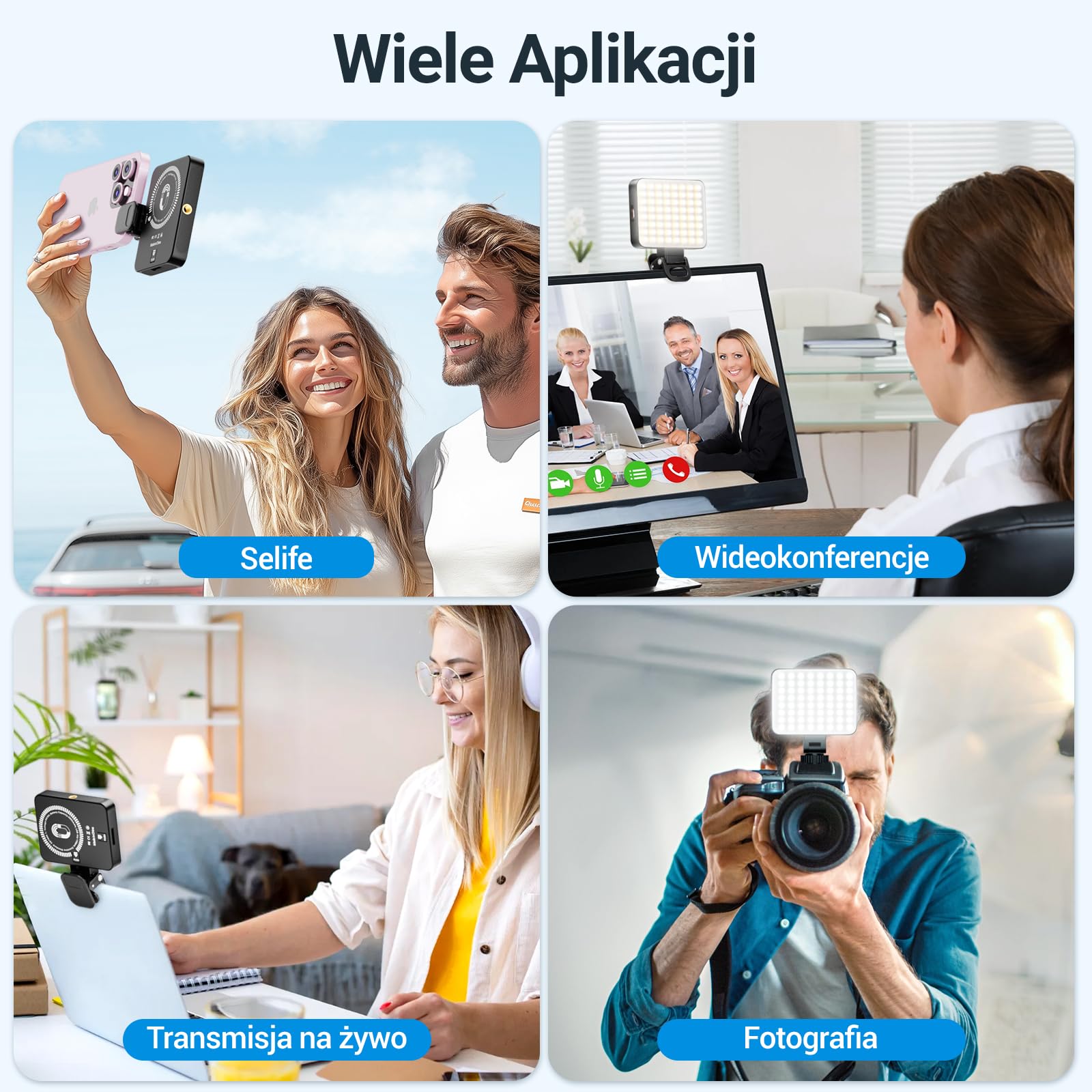 3000mAh 128 LED Światło Selfie Magnetyczna Lampka do Telefonu | 3 Trybami Światła i 10 Poziomami Regulowanej Jasności, Ładowalna Lampka do Telefonu, Tabletu, Wideo, Makijażu, TikTok
