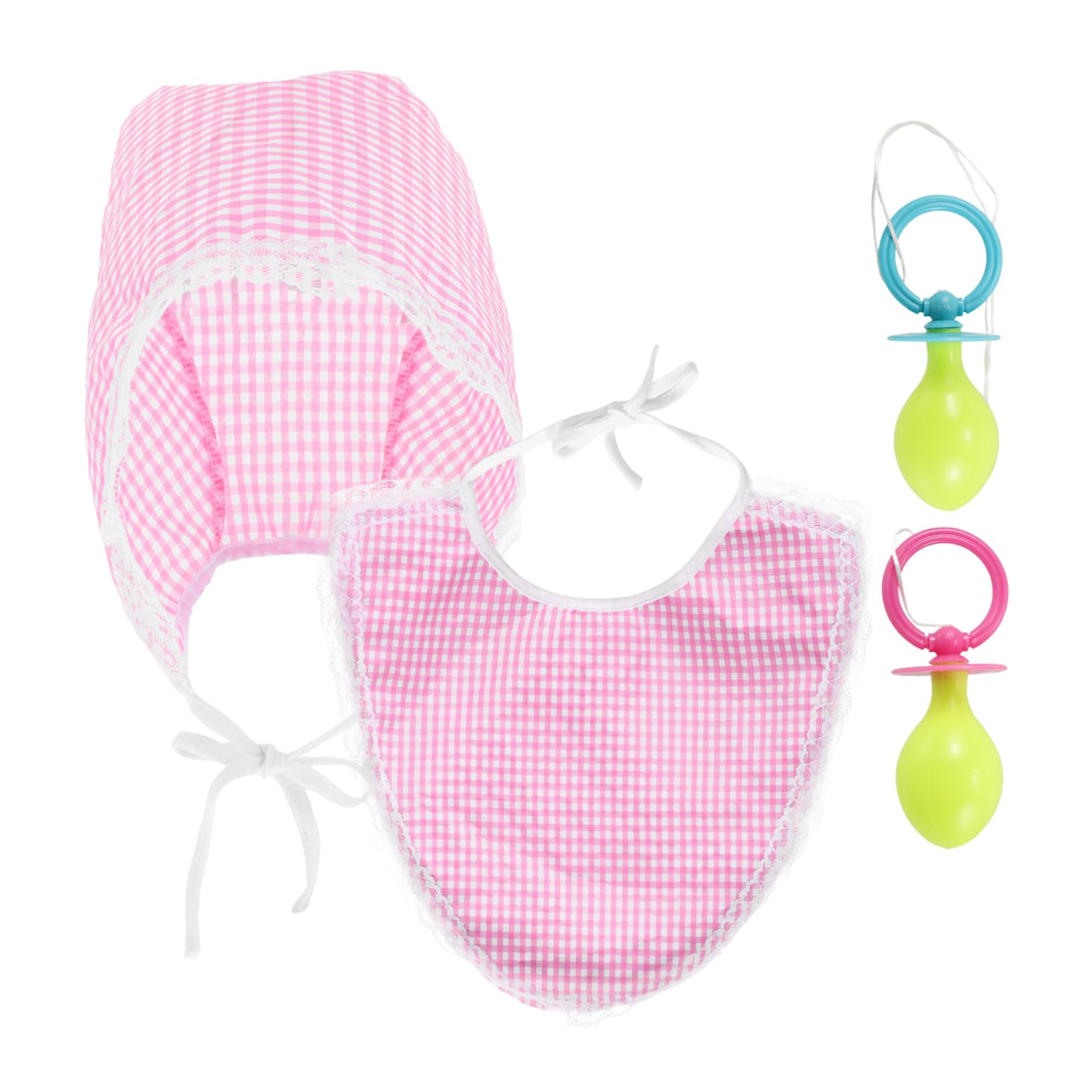 GARVALON Baby Costume Adult Cosplay Accessory Set, Adult Bib Hat and Costume Pacifier, Plastic and Cloth, for Themed Parties and Performances