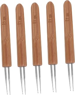 Hohopeti 5 Piezas Agujas de Ganchillo para Rastas con Mango de Herramienta para Trenzas Gancho Doble para Peinados y Artesanía de Cabello