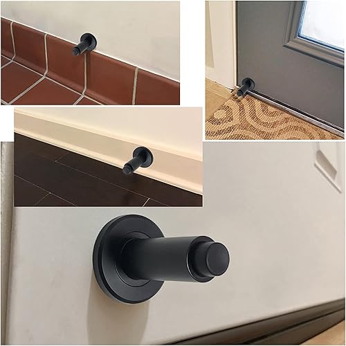 Miniatura 2 de Sumnacon Tope de puerta ajustable y resistente, tope de puerta moderno de acero inoxidable con amortiguador de goma, tope de puerta de metal montado