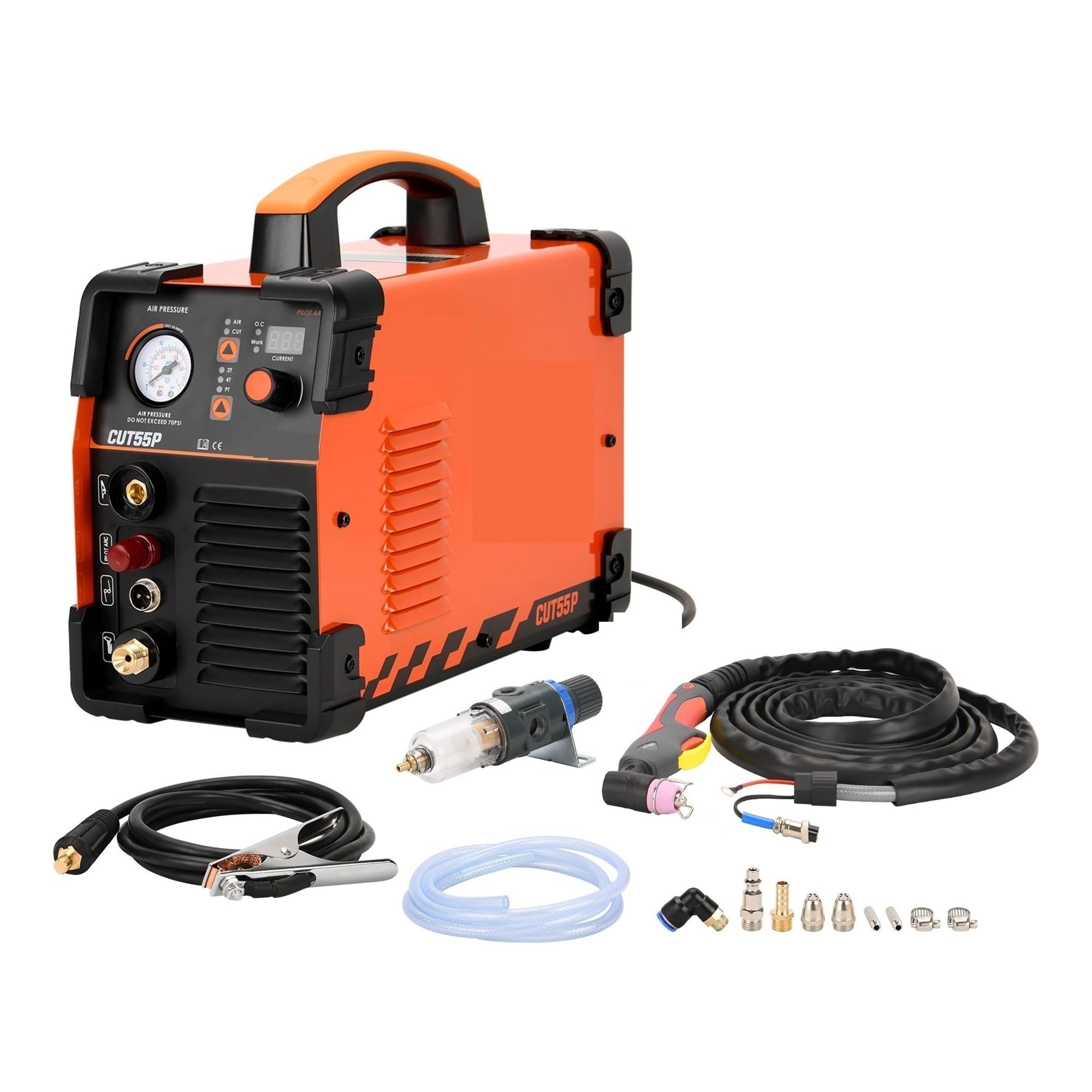 Plasma Cutter, CUT55P Plasma Cutter, Non-Touch Arc 50Amp IGBT Inverter Metal Cutting Machine, Max Thickness 16mm for DIY & Home Workshops