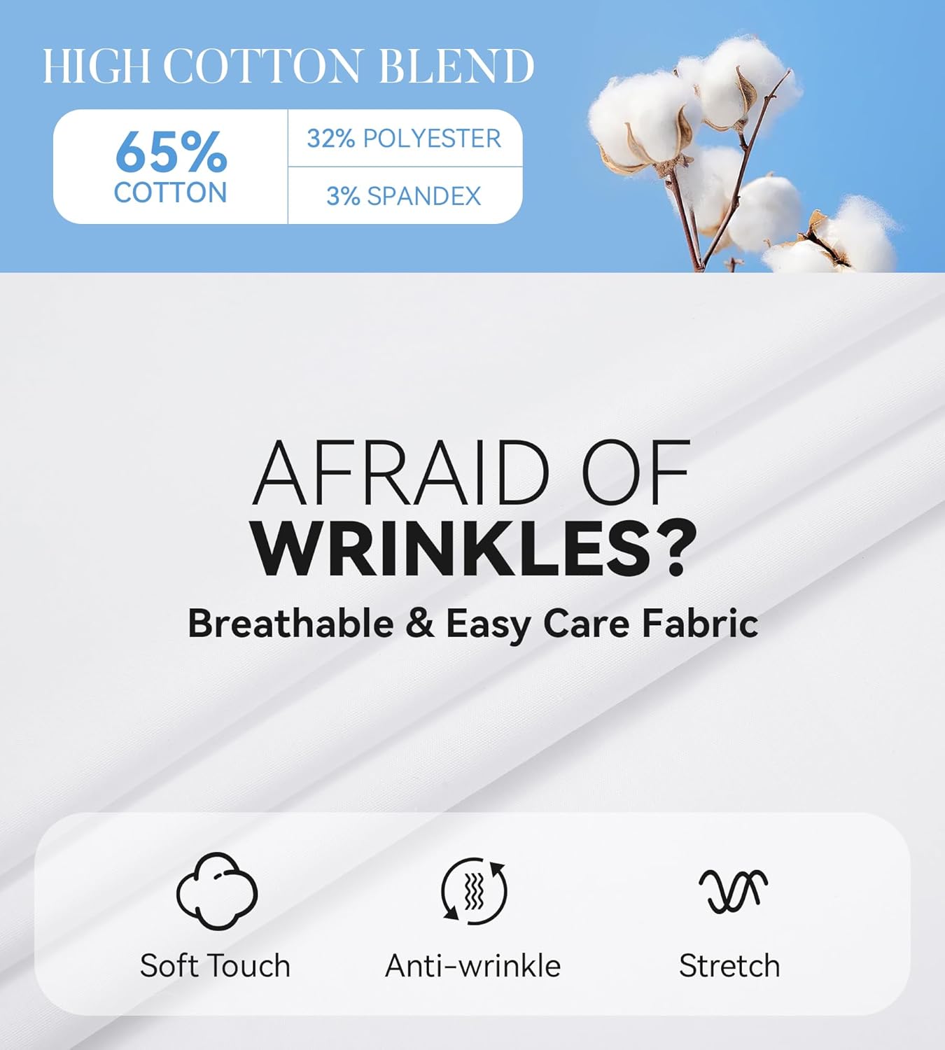 Esabel.C Womens Dress Shirts Cotton Long Sleeve Regular Fit Stretch Button Down Blouse - Image 5