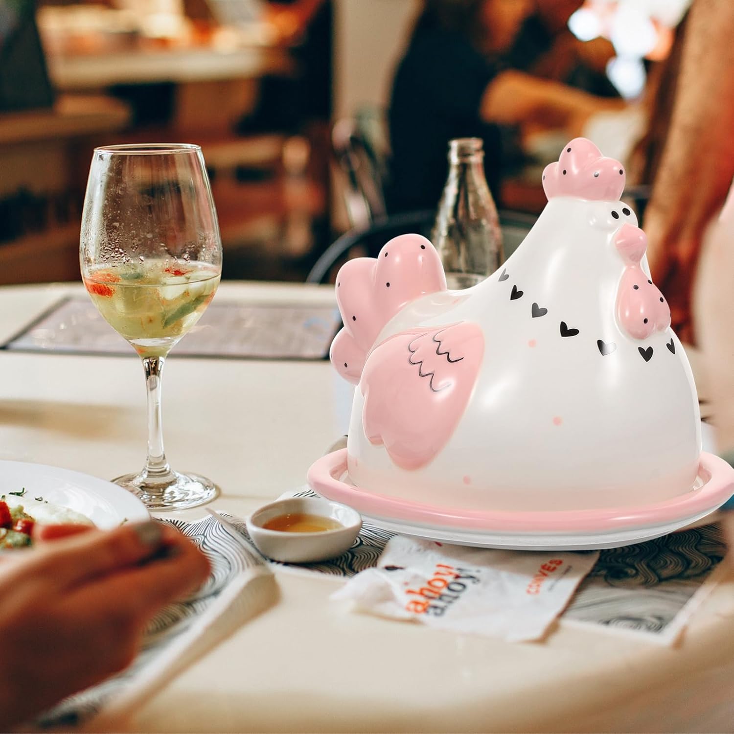 Unomor 1set Delicate Butter Dish Chicken Lid Stylish Lidded Storage for Cheese and Butter for Homes and Restaurants Easy to Clean Smooth Great for