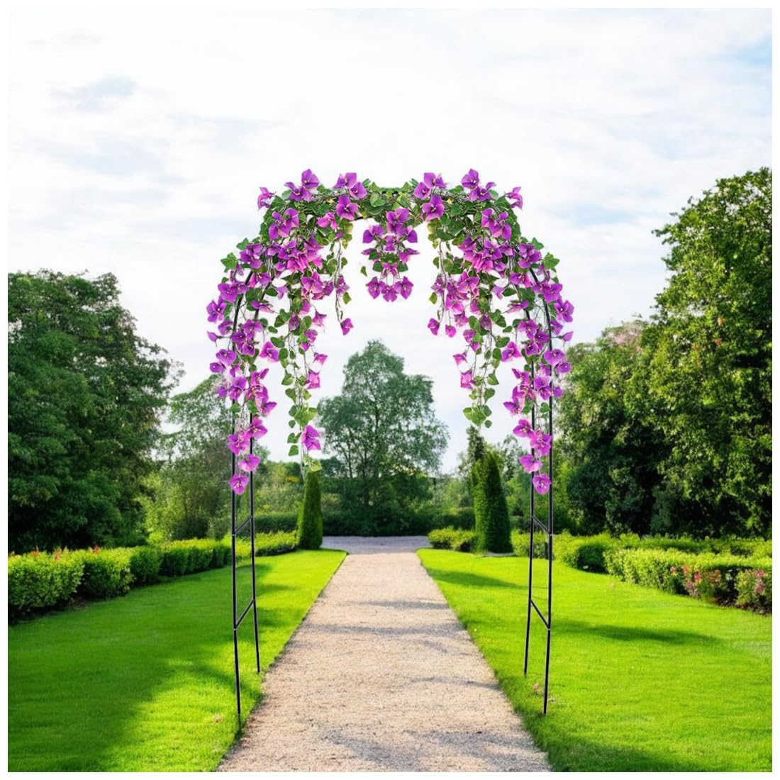 Acomoda Textil – Arco de jardín de Metal Negro 240x140x36 cm para Eventos, Celebraciones y Bodas. Enrejado para Rosas y Plantas Trepadoras Moderno, Firme, Resistente y Decorativo.