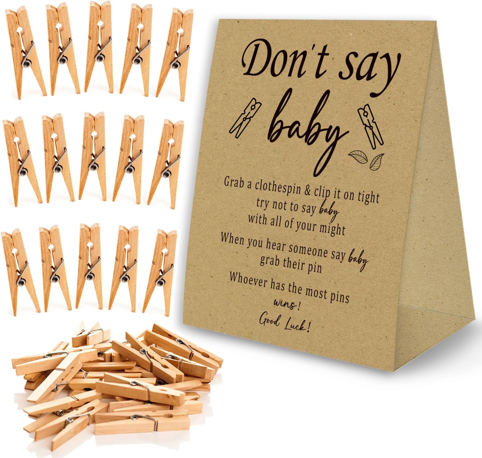 Amazon.com: Don't Say Baby Game For Baby Shower Clothespin Game, One ...
