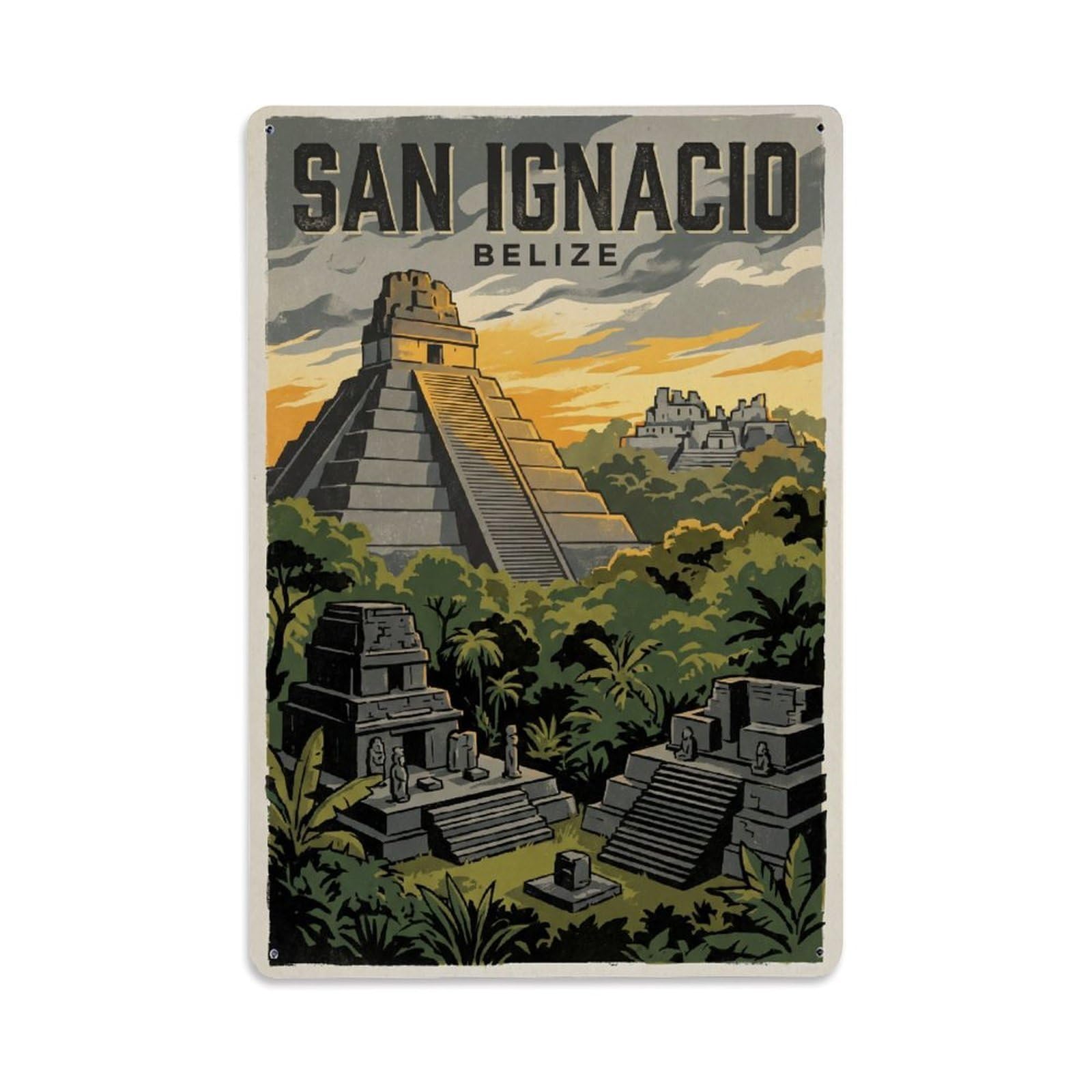Belize San Ignacio Vintage Travel Metal Tin Sign