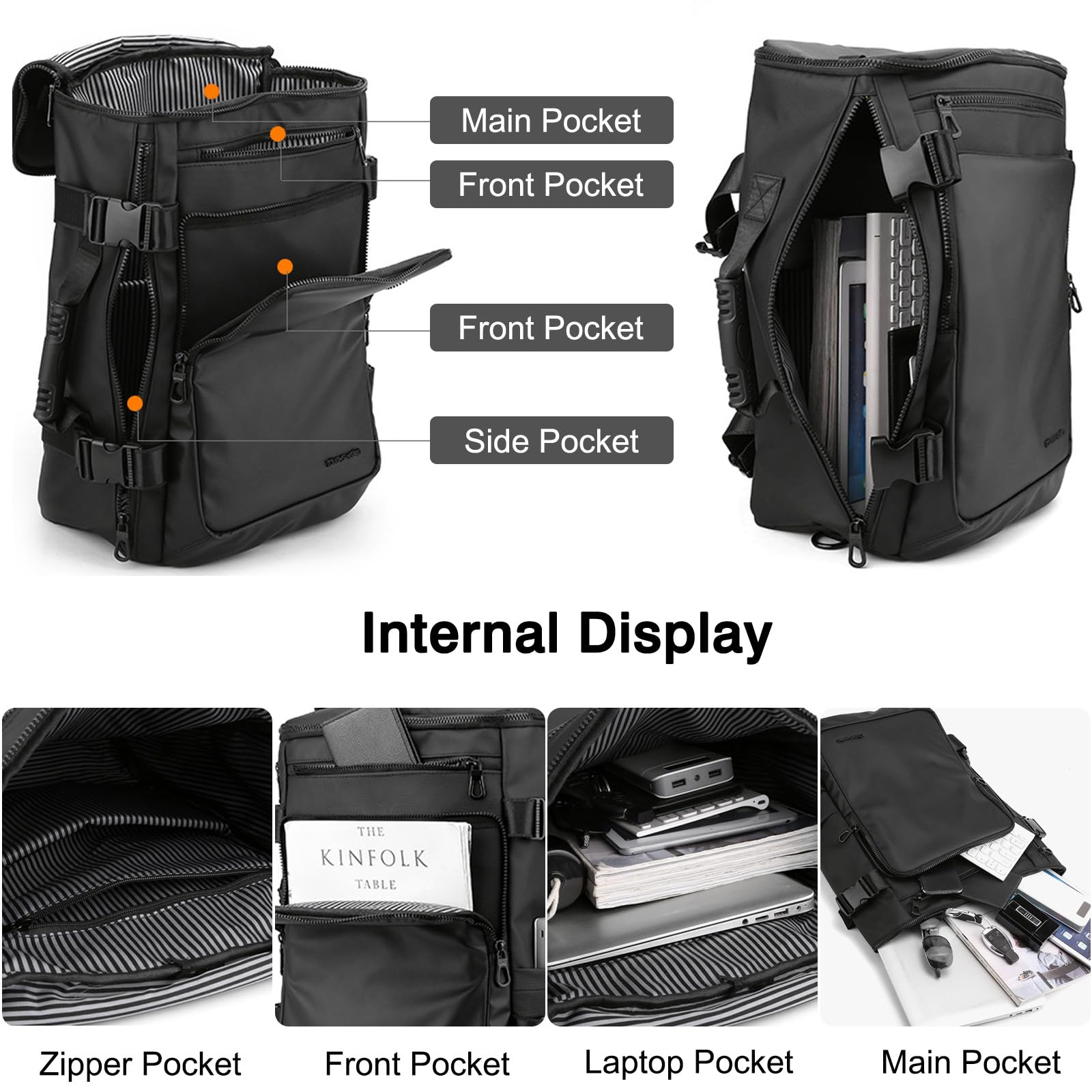 FANDARE Rucksack Herren Convertible Laptop Schulrucksack Business Reisen Schulranzen Arbeit Handgepäck Flug Genehmigt Bordgepäck Kabinenrucksack für Reise Weekender Trip Wasserdicht Nylon Grau