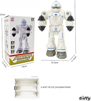 Giffy/Oyuncak İnteraktif Pilli Robot Işıklı Müzikli Sesli Dans Eden Sporcu Robot Full Fonksiyon Şınav Çekebilen Spor Hareketleri Yapabilen