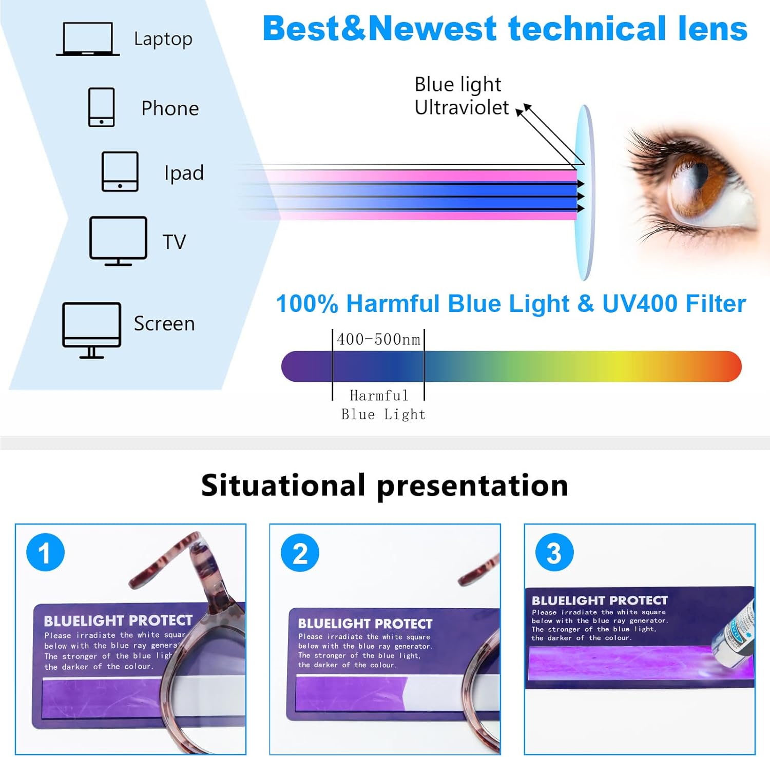 REAVEE 3 Pack Oversized Cat Eye Reading Glasses for Women men Thick Frame, Blue Light Blocking Readers Stylish Large Eyewear - Image 6