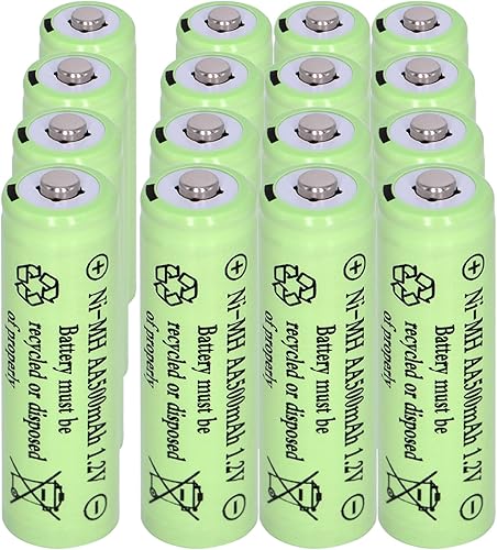 Miniatura 1 de Paquete de 16 pilas de luces solares AA de 500 mAh, batería recargable de 1.2 V Ni-MH doble A para luces solares al aire libre, luces de cadena,