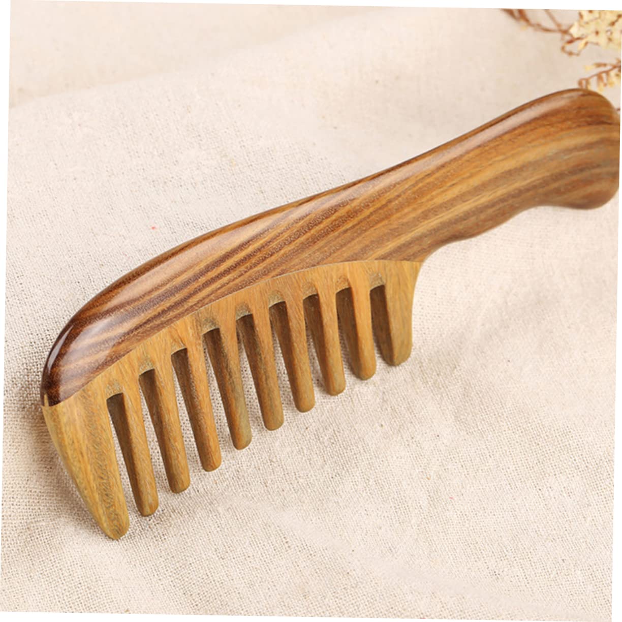 Hemobllo Peine De Masaje De Dientes Anchos Verde Peine De Madera De Sándalo Natural Dientes Anchos Cuidado Del Cabello Masajeador De Madera Para Peinar El Cabello