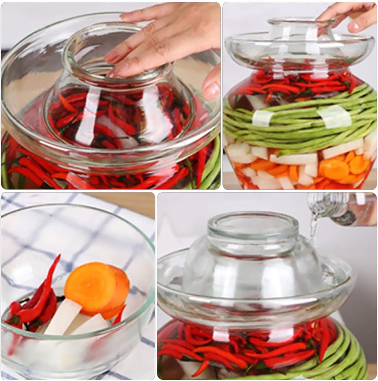 VICASKY Kitchen Pickle Glass Jar 5lb Glass Food Storage Canister Airtight Sealed Household Pickle Vegetable Fermentation Container for Home Cooking