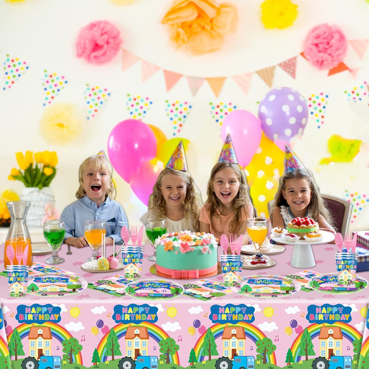 81Pcs Pink Pig Party Tableware Set pink pig Party Decoration pink pig Birthday Party Supplies - Image 4