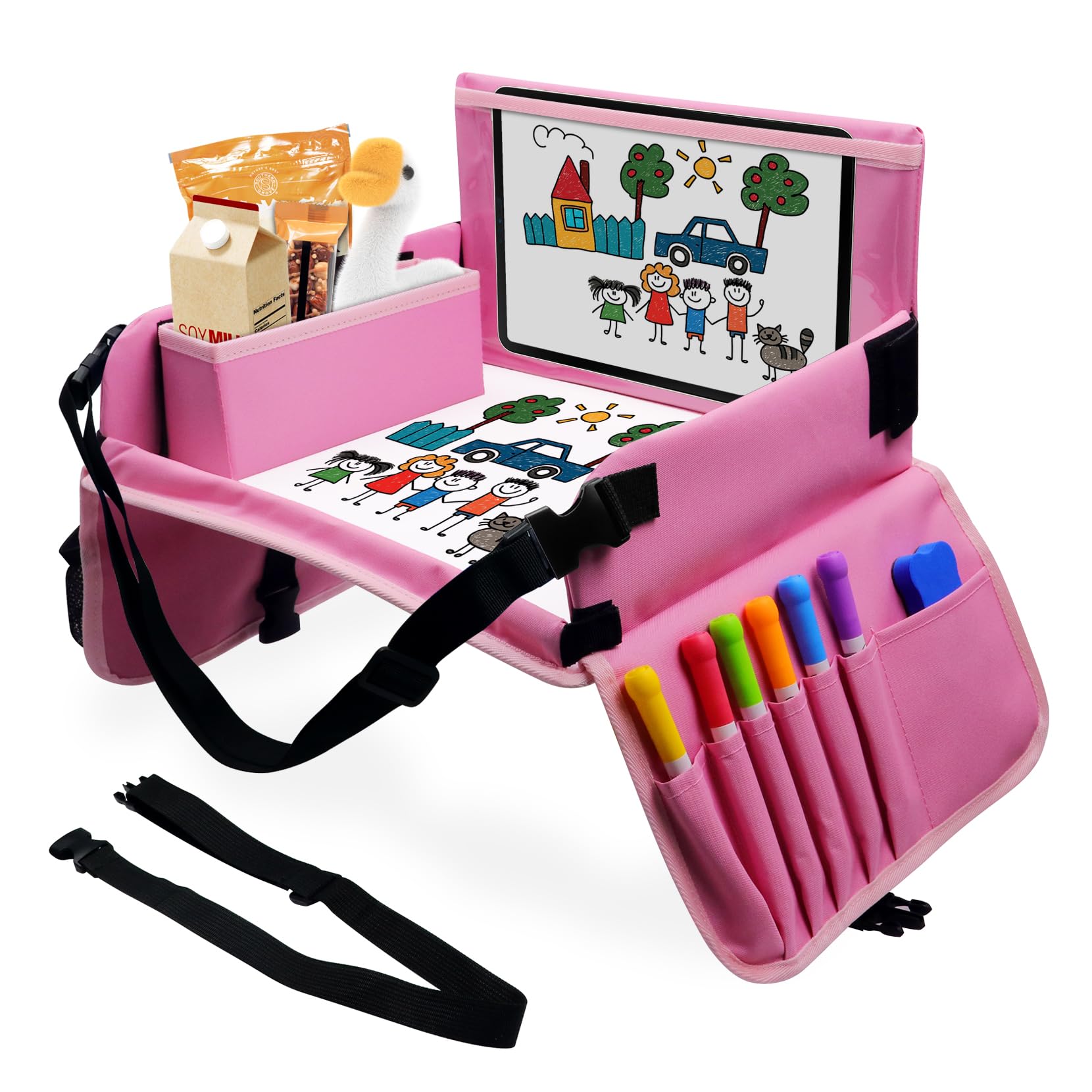 Bandeja de asiento de coche para viajes de niños, bandeja de asiento de coche para actividades de viaje por carretera para niños pequeños