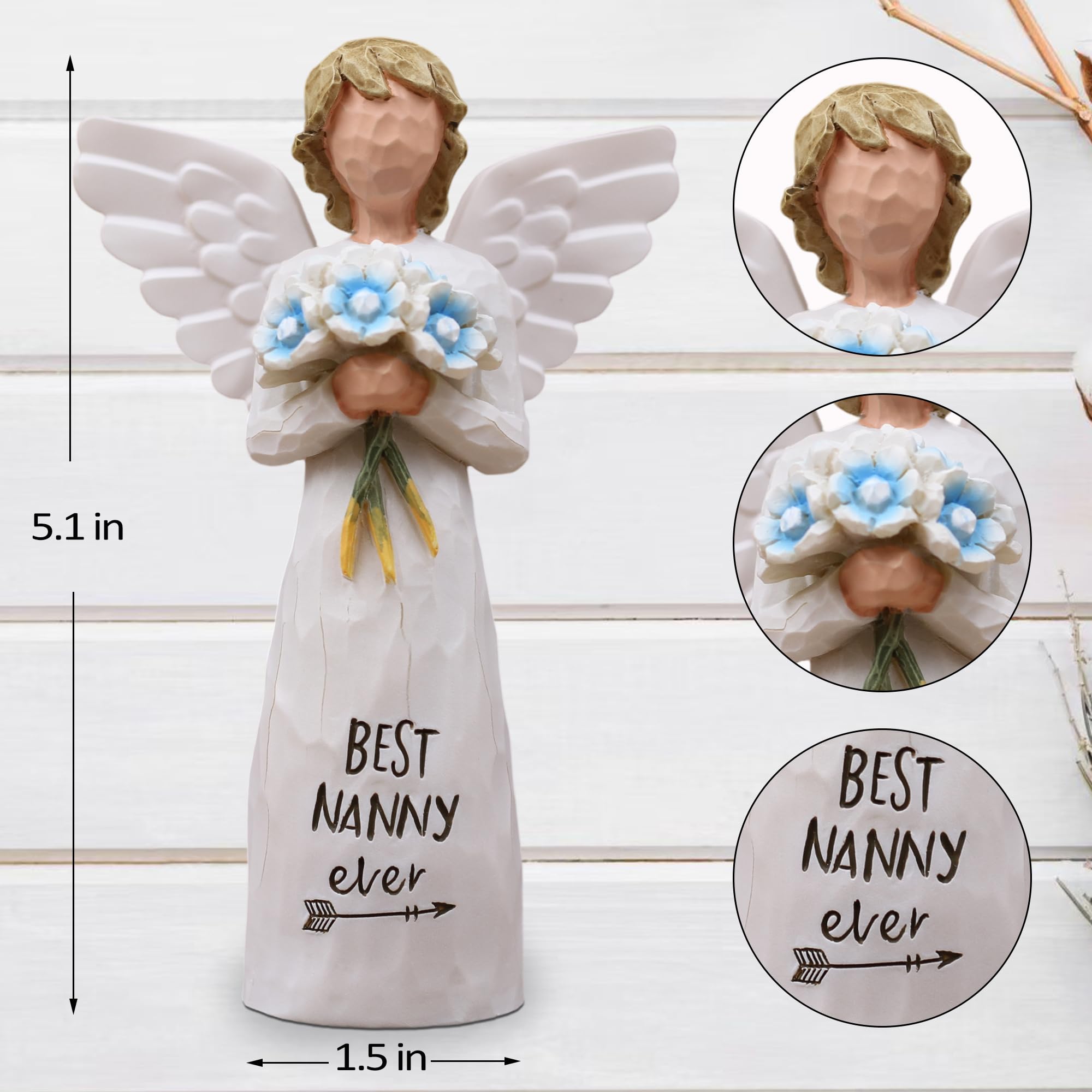 AUKEST Nanny Gifts, Gifts for Nanny, Gift for Grandma on Mothers Day, Sculpted Hand-Painted Figure
