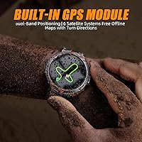 Vista 3 de Relojes inteligentes militares para hombres con GPS integrado con brújula linterna LED, reloj inteligente táctico resistente al agua 3ATM con texto
