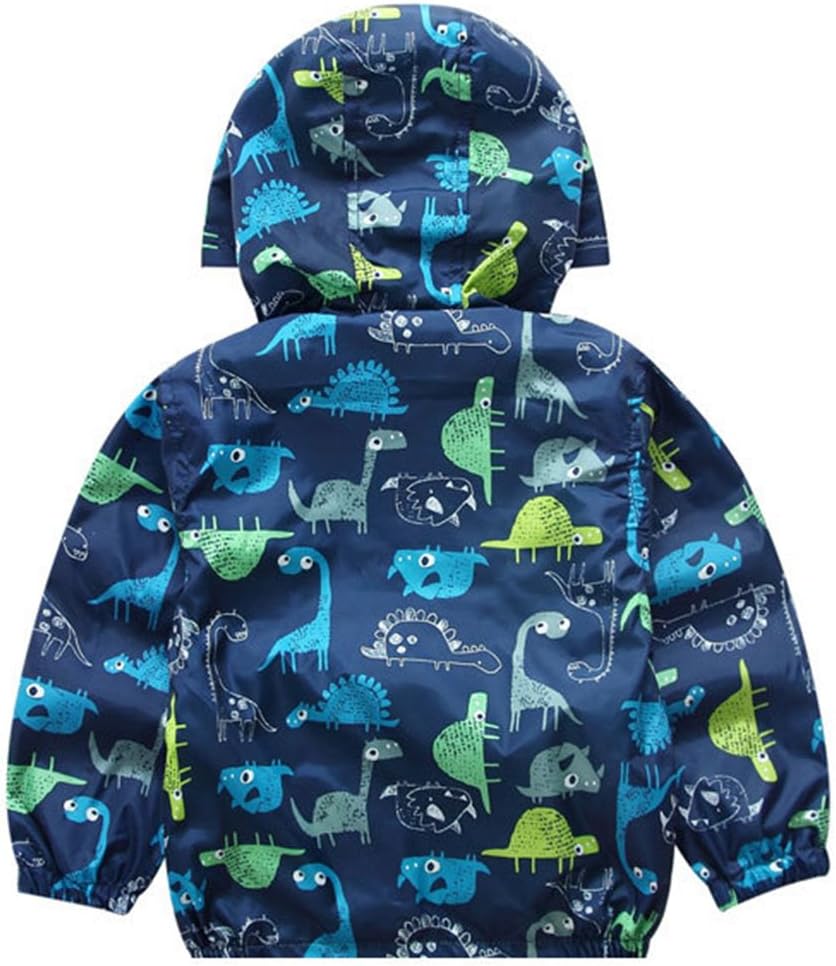 lymanchi Kids Baby Boy Dinosaur Hooded Zip Jackets Windbreaker Casual Outerwear - Image 2