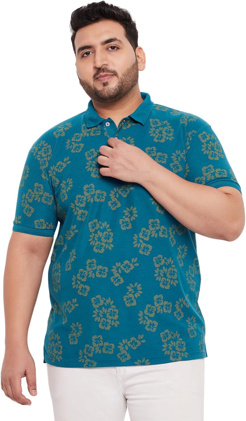 GET GOLF Men's Plus Size Cotton Blend Tshirt-BigC-1009-TEALBLUE_4XL