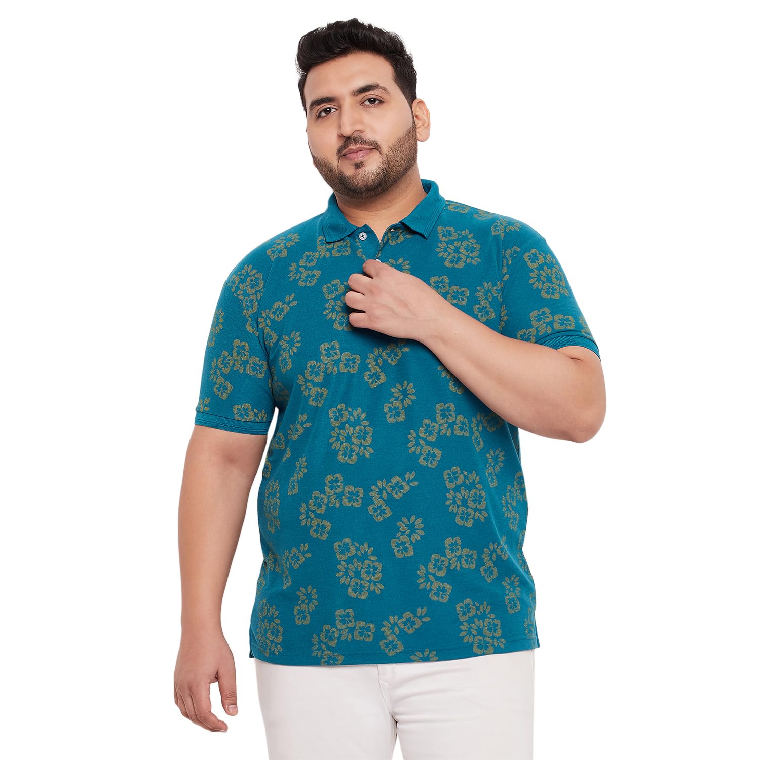 GET GOLF Men's Plus Size Cotton Blend Tshirt-BigC-1009-TEALBLUE_4XL