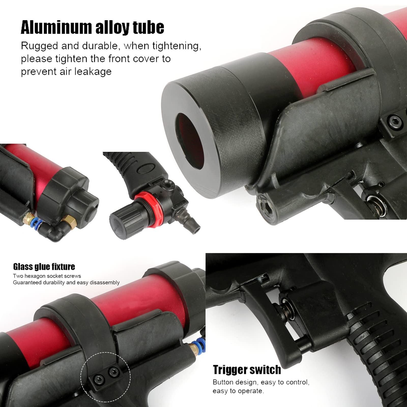 310Ml regulowany pneumatyczny pistolet do uszczelniania szkła, aplikator twardego kleju uszczelniacz pneumatyczny pistolet do uszczelniania silikonu narzędzia budowlane
