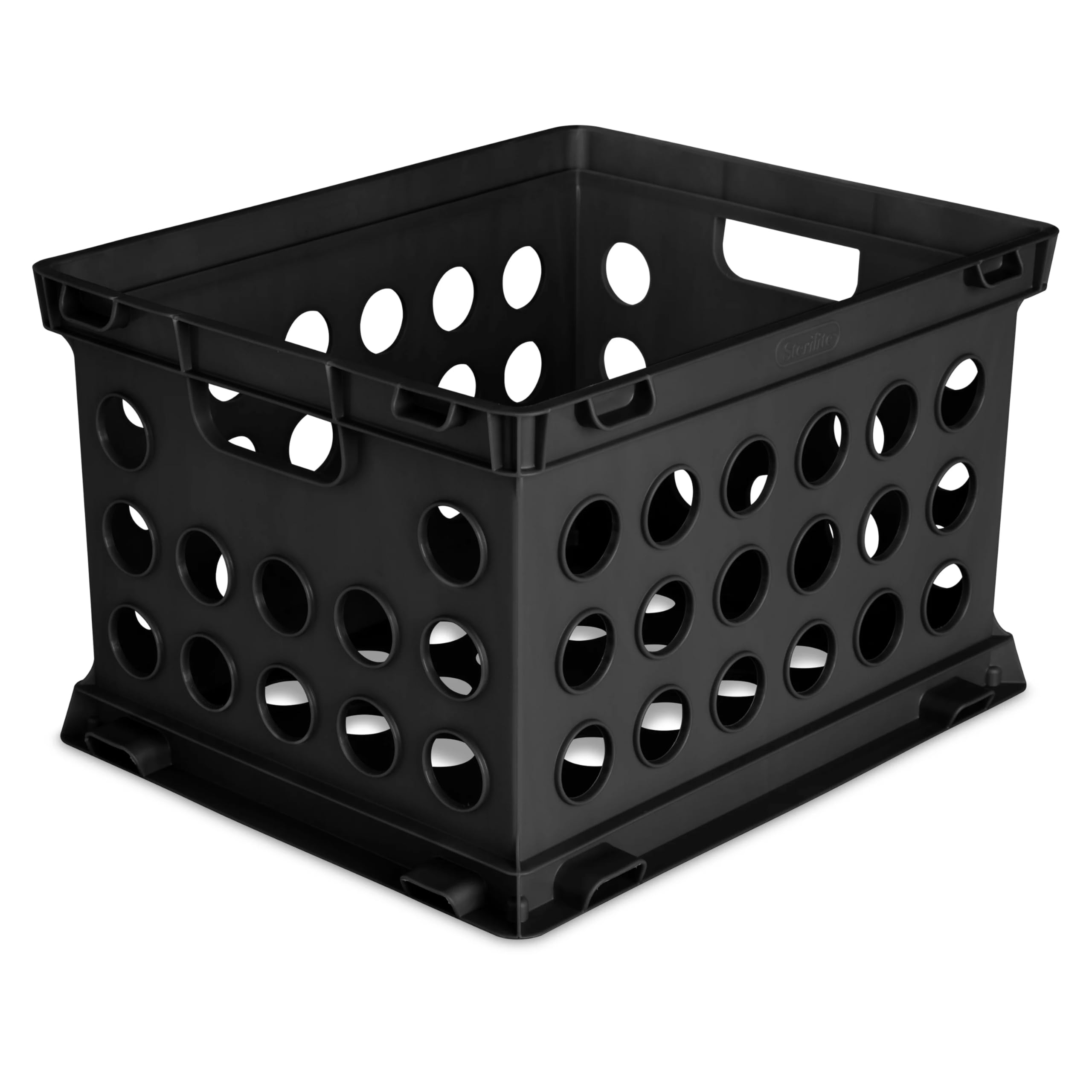 File Crate, Stackable Plastic Storage Bin with Handles,Organize Files at Home, Garage, Office, School, Black