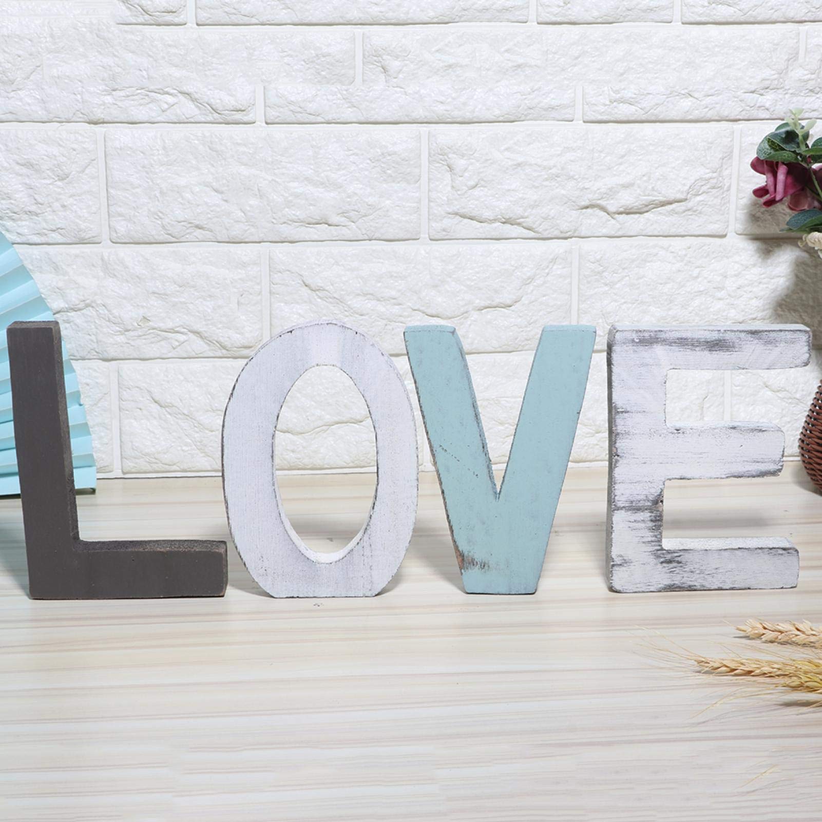 Letras de Madera de Estilo rústico, letreros Decorativos de Palabras con Bloques de Madera, Letras de Madera Independientes, letreros de Amor rústicos para la decoración del hogar de la Fiesta de